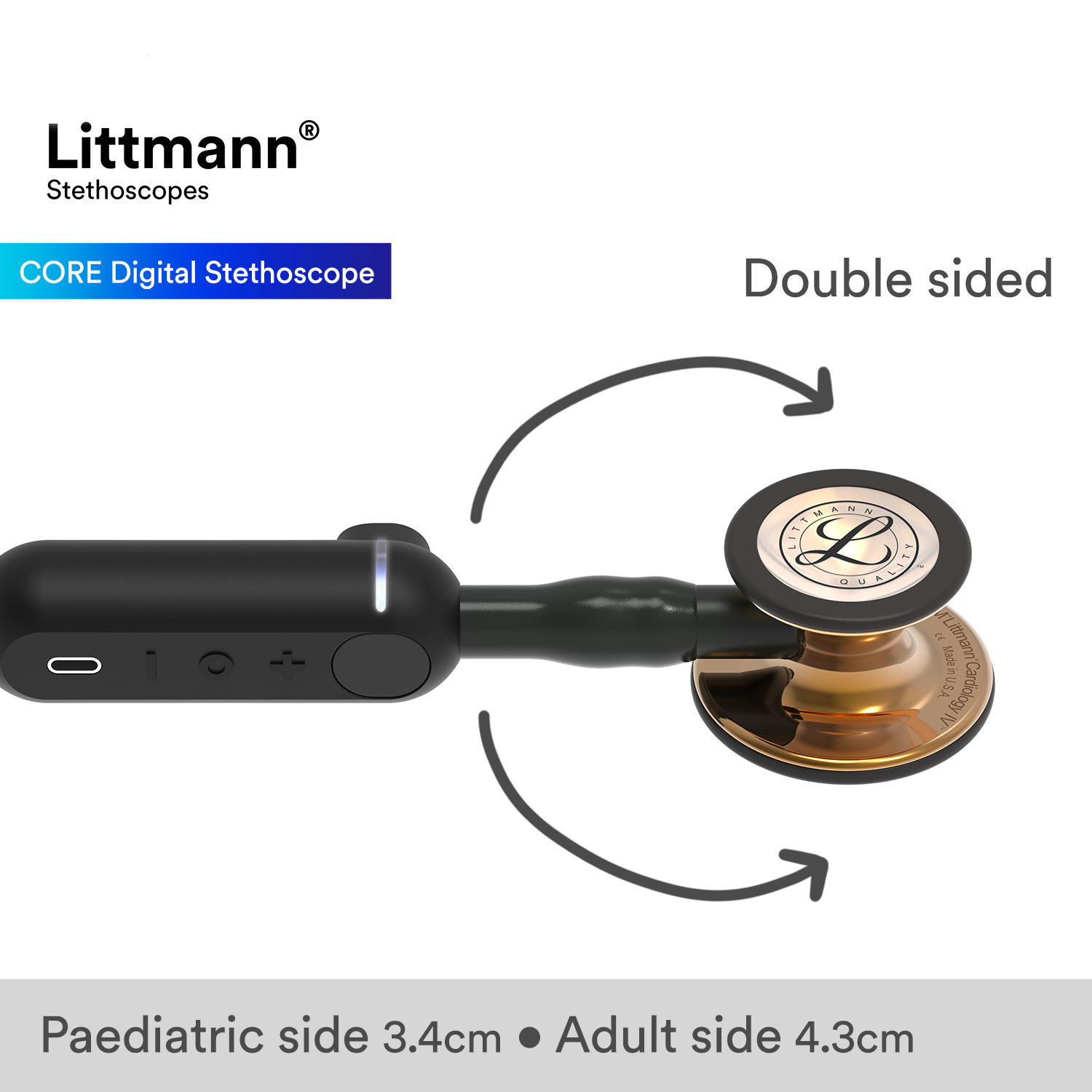 Littmann CORE Digital Stethoscope - 8570 High Polish Rainbow & Black Stethoscopes Littmann Stethoscopes