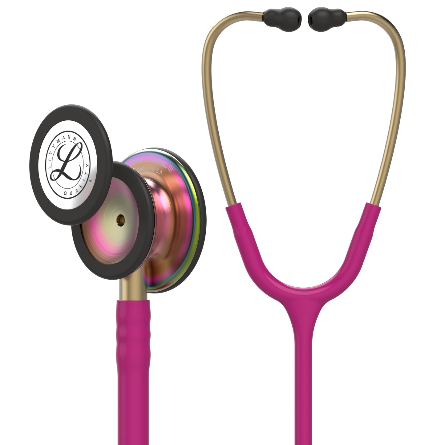 Littmann Classic III Monitoring Stethoscope: Raspberry Rainbow 5806 - ANCC NTI Stock Littmann Stethoscopes