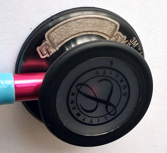 Littmann Classic III Monitoring Stethoscope: Smoke & Turquoise - Pink Stem 5872/B - Over Engraved Stethoscopes Littmann Stethoscopes