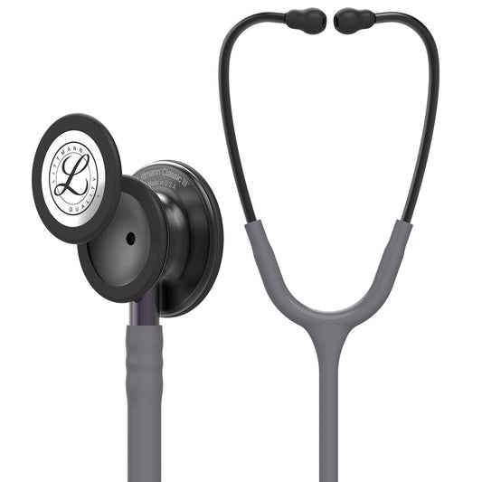 Littmann Classic III Monitoring Stethoscope: Smoke & Gray - Violet Stem 5873 - Over Engraved Stethoscopes 3M Littmann   