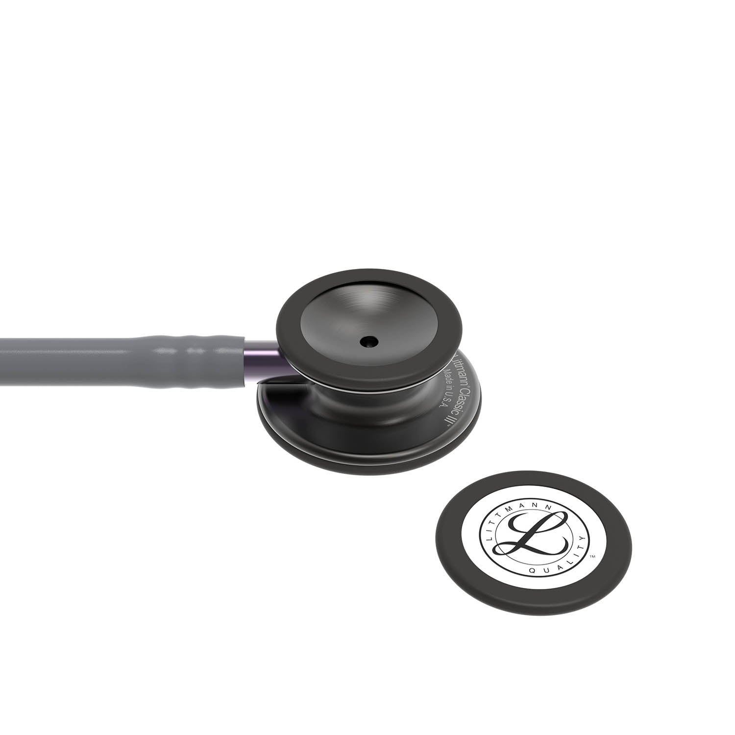Littmann Classic III Monitoring Stethoscope: Smoke & Gray - Violet Stem 5873 - Over Engraved Stethoscopes 3M Littmann   