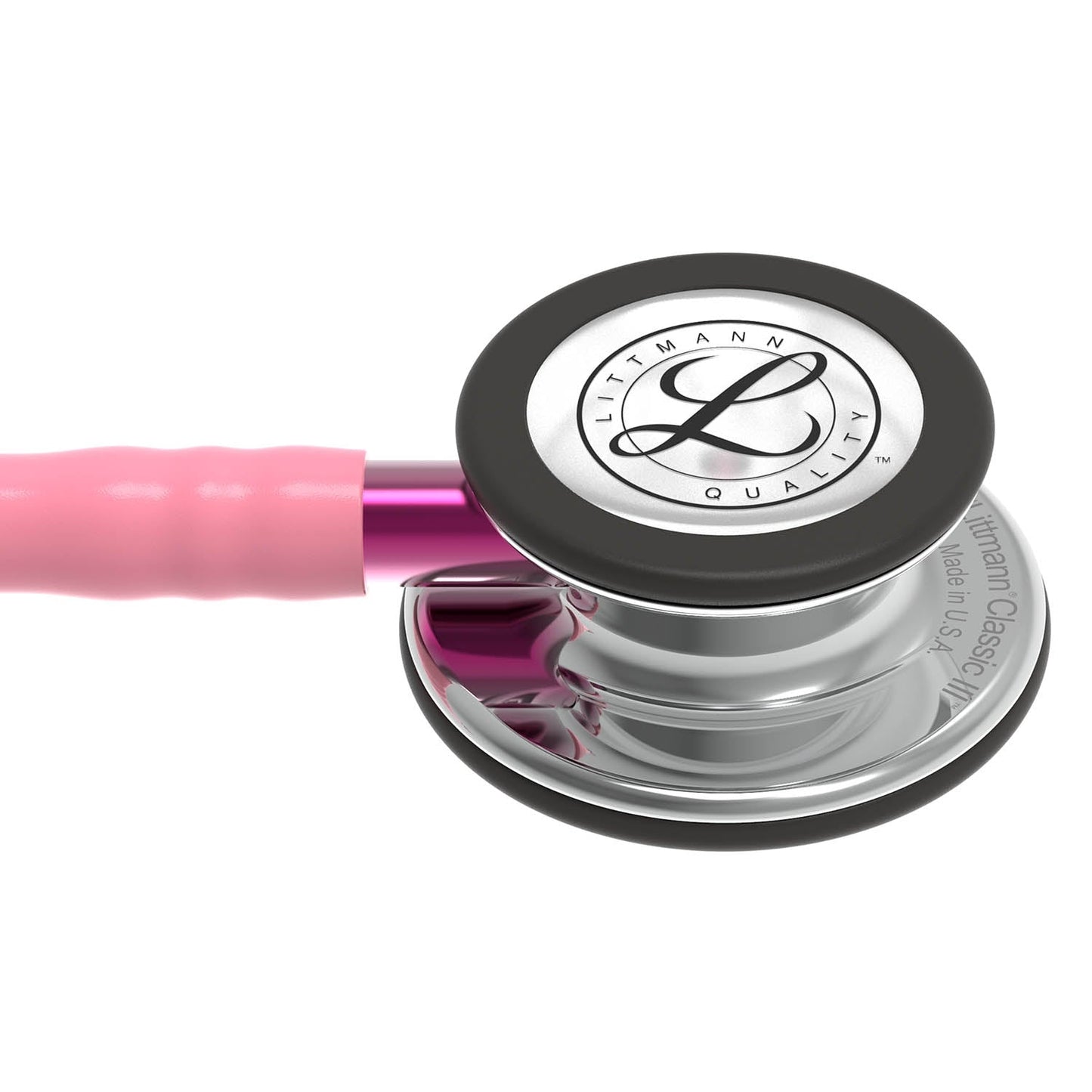 Littmann Classic III Monitoring Stethoscope: Mirror & Pearl Pink - Pink Stem 5962/B Over Engraved Stethoscopes Littmann Stethoscopes