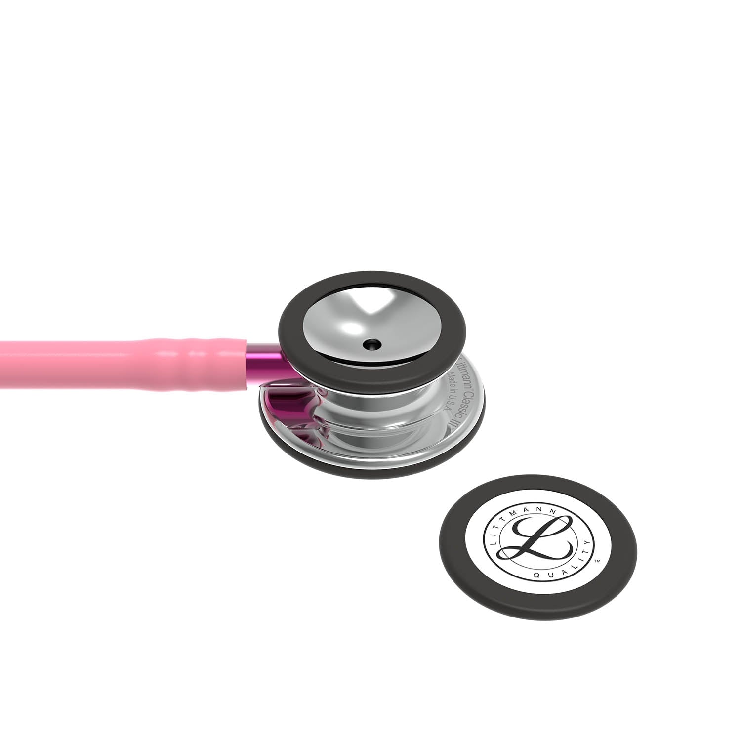 Littmann Classic III Monitoring Stethoscope: Mirror & Pearl Pink - Pink Stem 5962/B Over Engraved Stethoscopes Littmann Stethoscopes