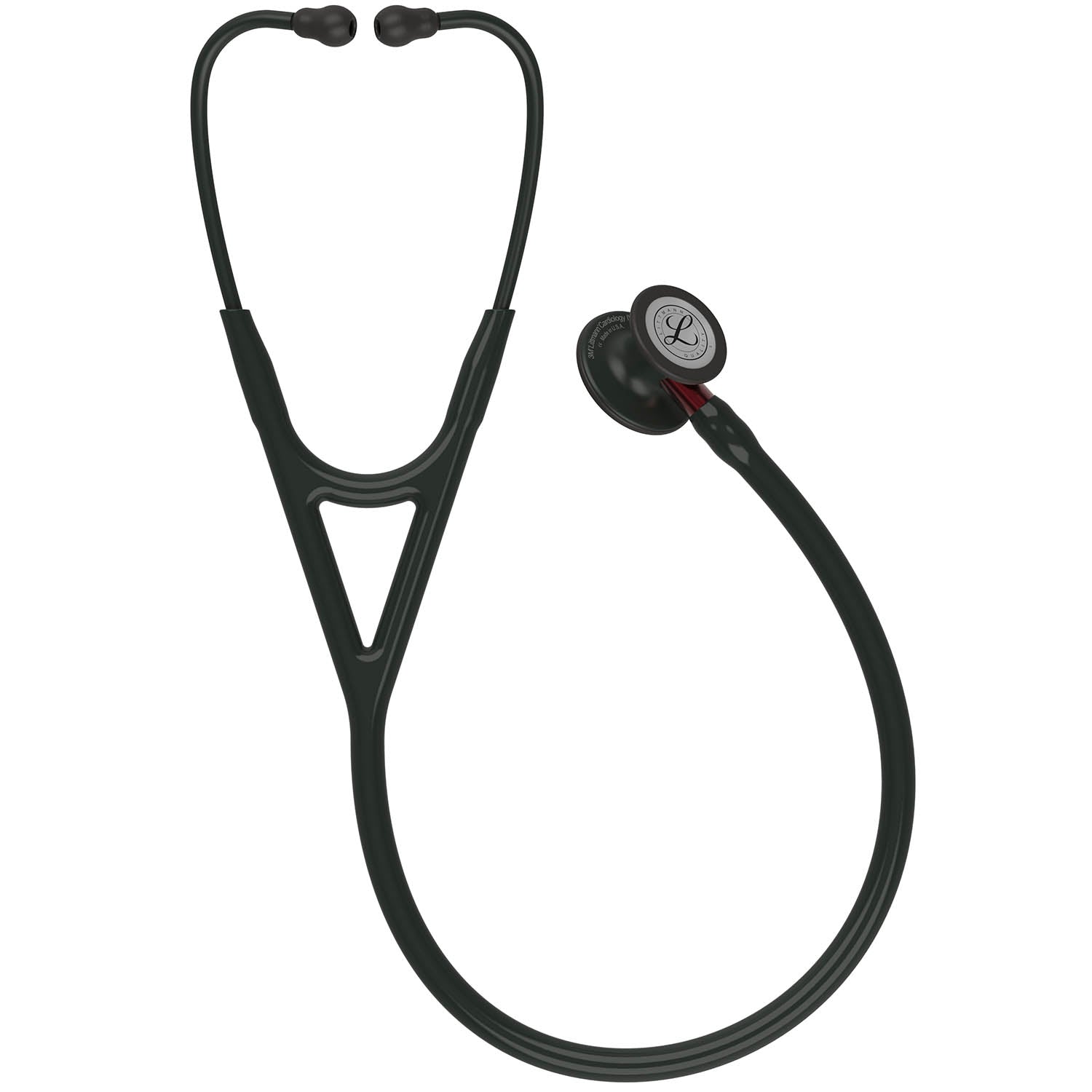 Littmann Cardiology IV Diagnostic Stethoscope: Black & Black - Red Stem 6200 - Over Engraved Stethoscopes 3M Littmann   