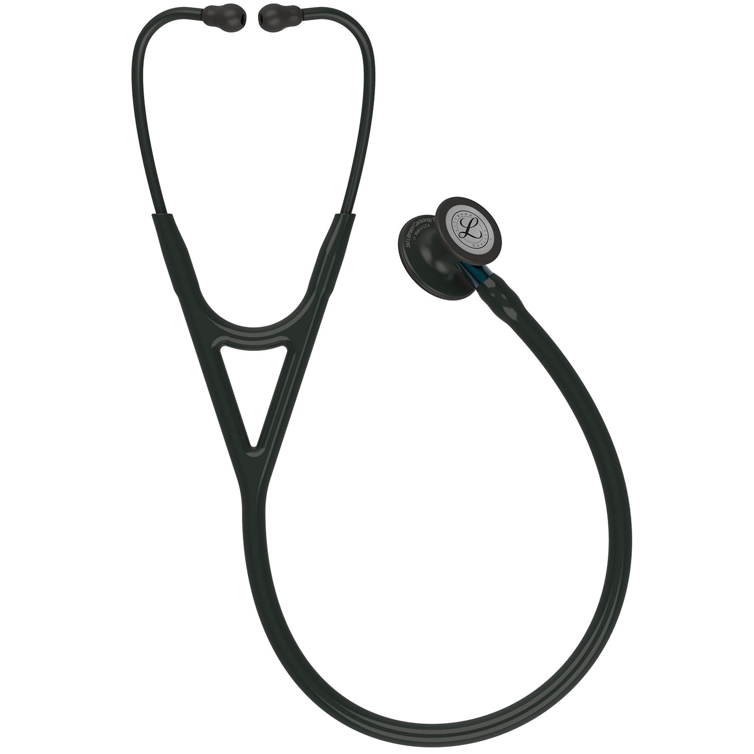 Littmann Cardiology IV Diagnostic Stethoscope: Black & Black - Blue Stem 6201 - Over Engraved Stethoscopes 3M Littmann   