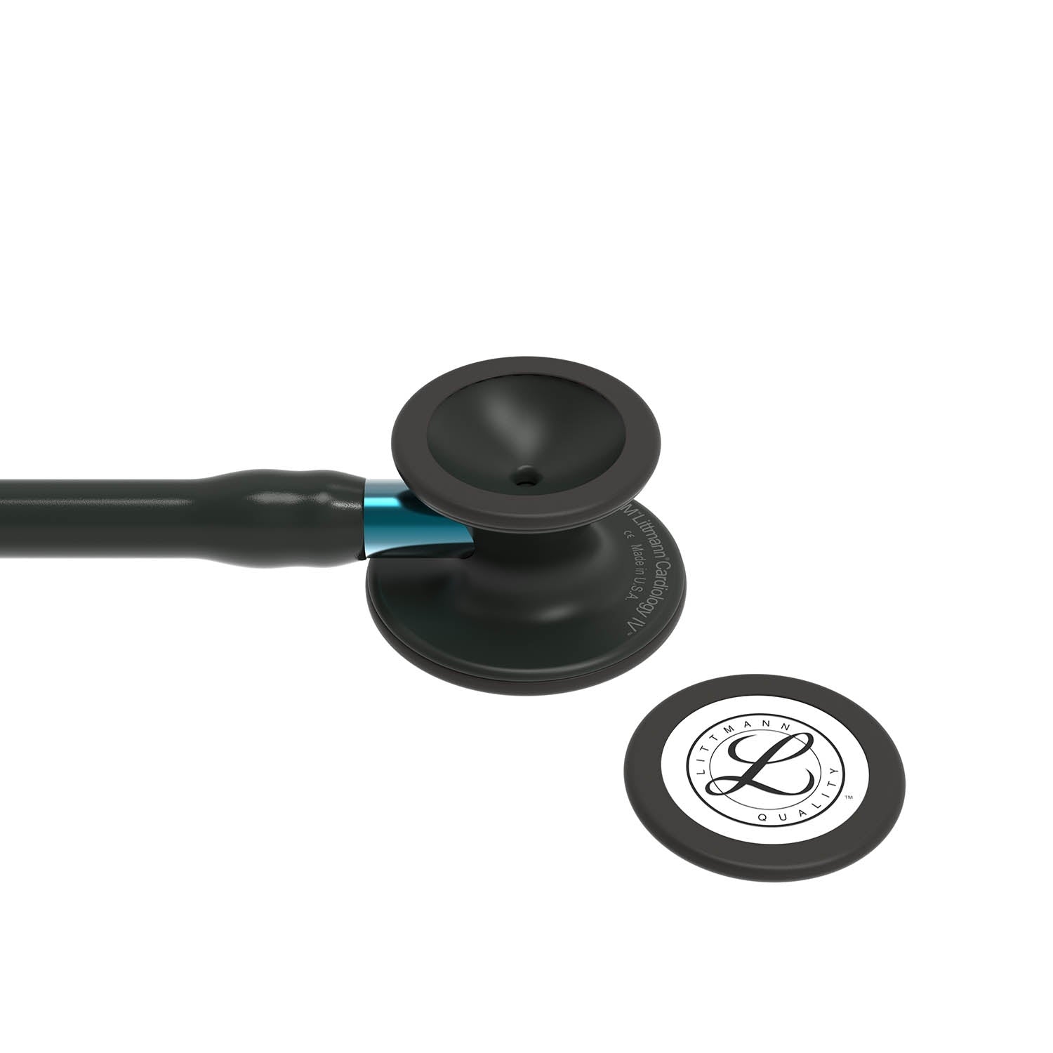 Littmann Cardiology IV Diagnostic Stethoscope: Black & Black - Blue Stem 6201 - Over Engraved Stethoscopes 3M Littmann   