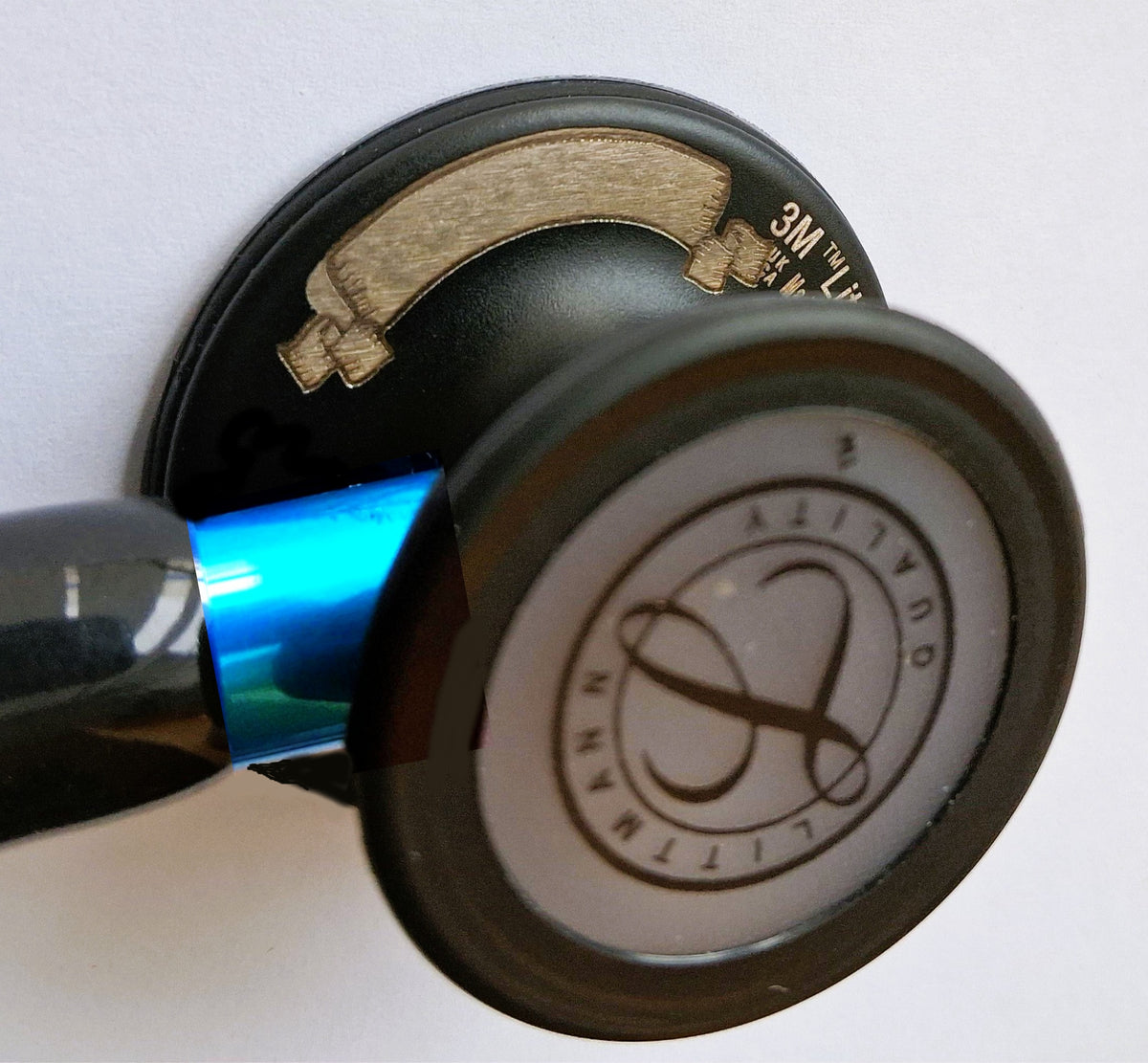 Littmann Cardiology IV Diagnostic Stethoscope: Black & Black - Blue Stem 6201/B - Over Engraved Stethoscopes Littmann Stethoscopes