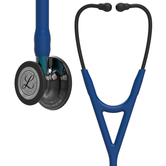 Littmann Cardiology IV Diagnostic Stethoscope: Polished Smoke & Navy - Blue Stem 6202 - Over Engraved Stethoscopes 3M Littmann   