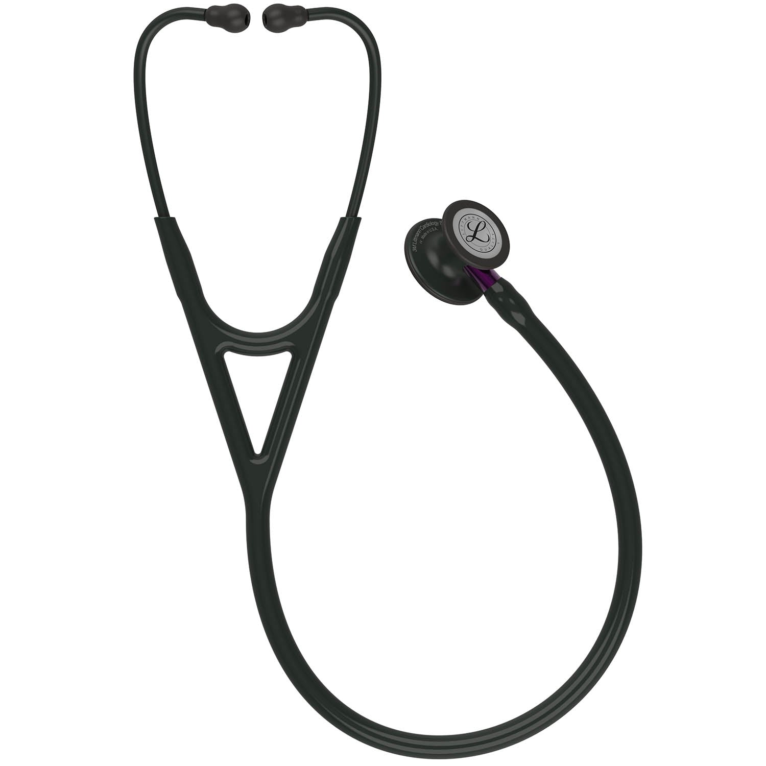 Littmann Cardiology IV Diagnostic Stethoscope: Black & Black - Violet Stem 6203 - Over Engraved Stethoscopes 3M Littmann   