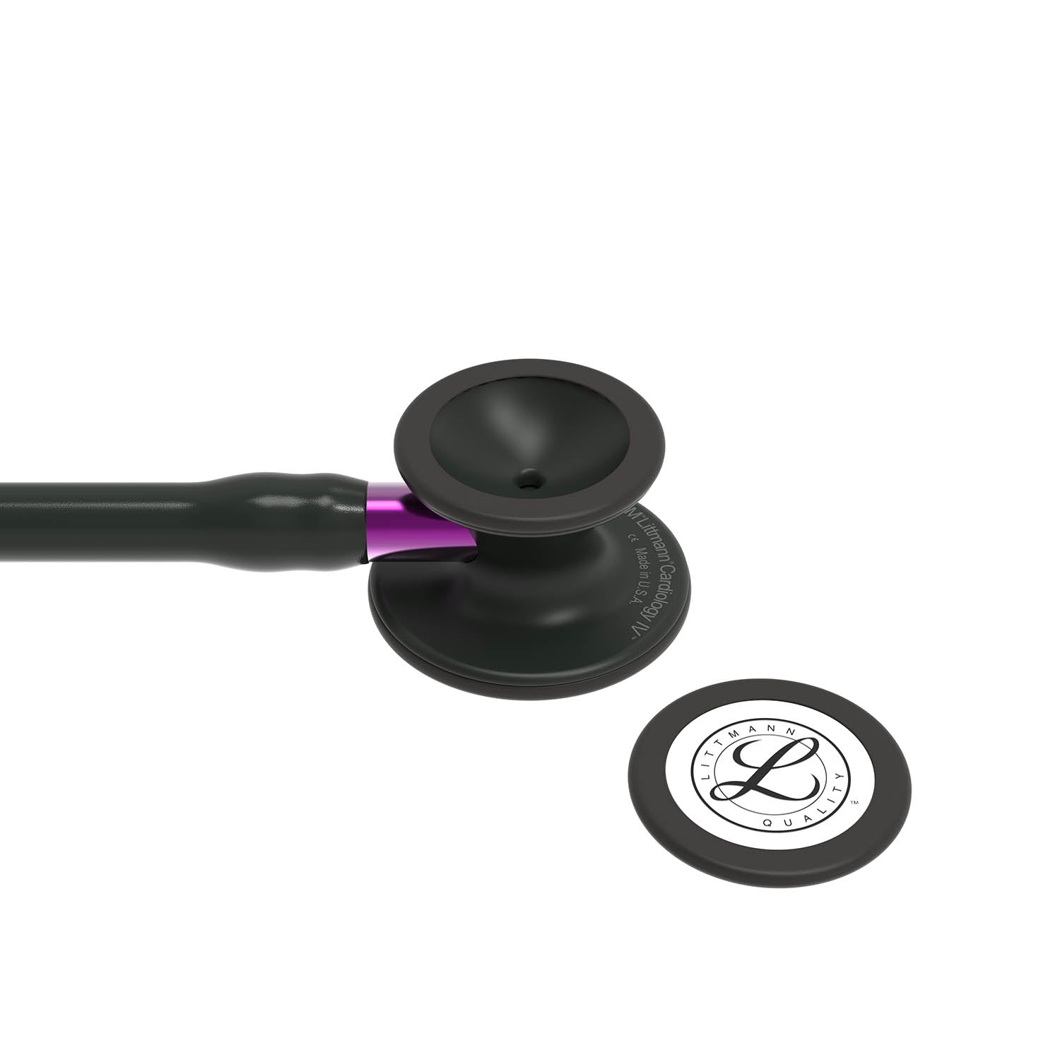 Littmann Cardiology IV Diagnostic Stethoscope: Black & Black - Violet Stem 6203 - Over Engraved Stethoscopes 3M Littmann   