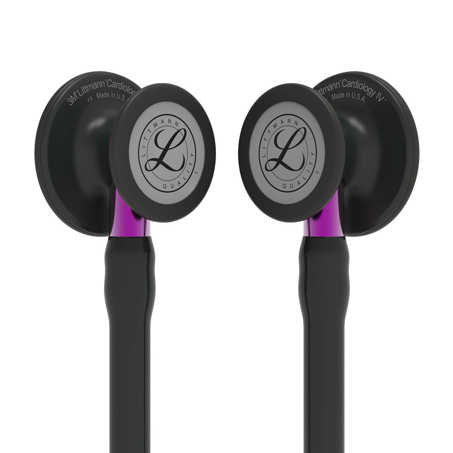 Littmann Cardiology IV Diagnostic Stethoscope: Black & Black - Violet Stem 6203 - Over Engraved Stethoscopes 3M Littmann   