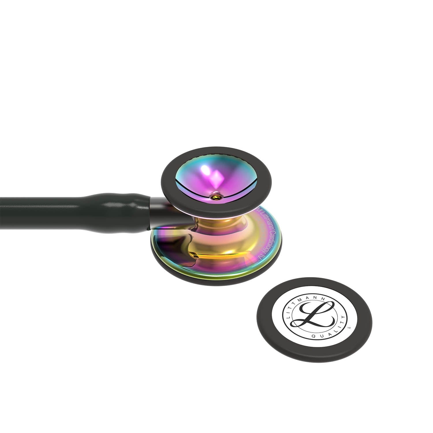 Littmann Cardiology IV Diagnostic Stethoscope: Polished Rainbow & Black - Smoke Stem 6240 - Over Engraved Stethoscopes 3M Littmann   