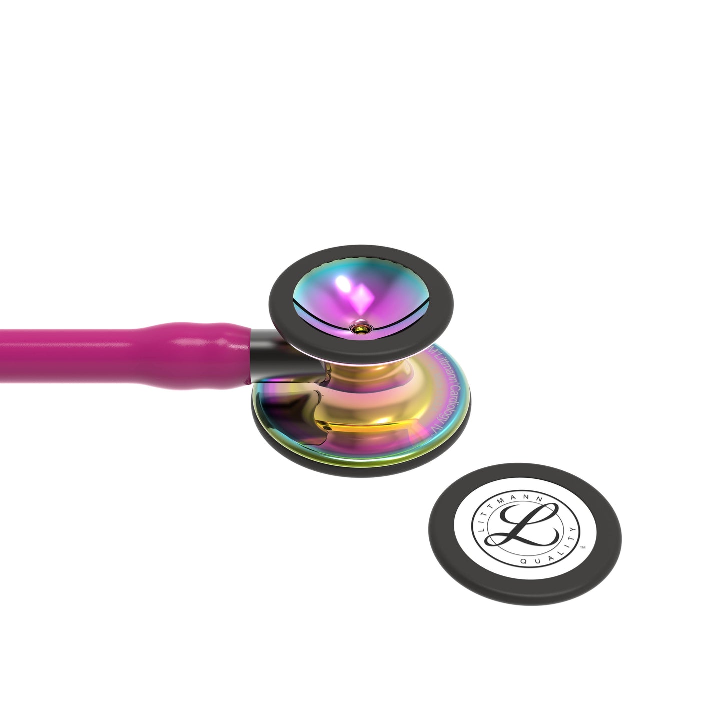 Littmann Cardiology IV Diagnostic Stethoscope: Polished Rainbow & Raspberry - Smoke Stem 6241 - ANCC NTI Stock Littmann Stethoscopes