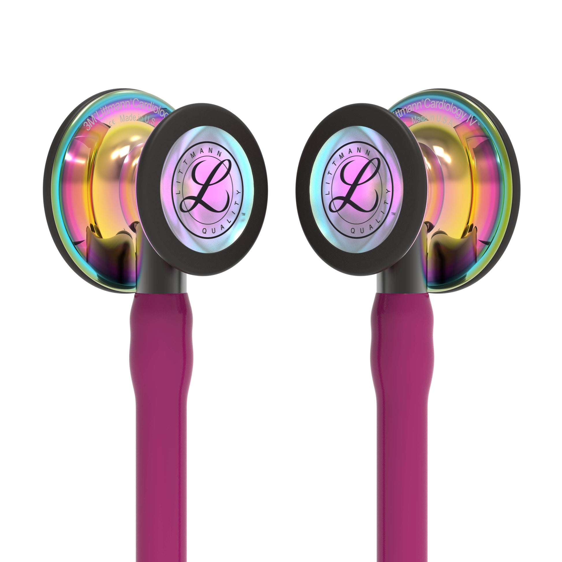 Littmann Cardiology IV Diagnostic Stethoscope: Polished Rainbow & Raspberry - Smoke Stem 6241 - ANCC NTI Stock Littmann Stethoscopes