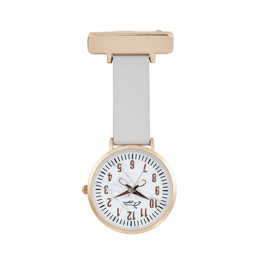 Annie Apple Nurses Fob Watch - Aurora - Marble/Rose Gold/Grey - Leather - 35mm  Annie Apple   