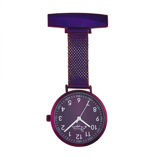 Annie Apple Nurses Fob Watch - Meraki - Silver/Purple - Mesh - 35mm  Annie Apple   