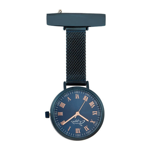 Annie Apple Nurses Fob Watch - Meraki - Rose Gold/Blue - Mesh - 35mm  Annie Apple   