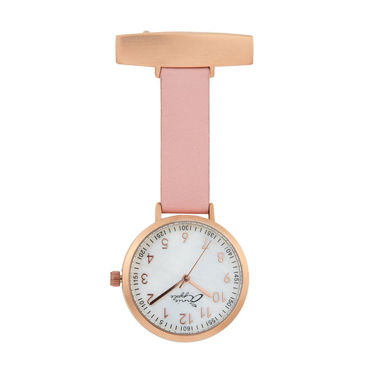 Annie Apple Nurses Fob Watch - Meraki - Pearl/Rose Gold/Pink - Leather - 35mm  Annie Apple   