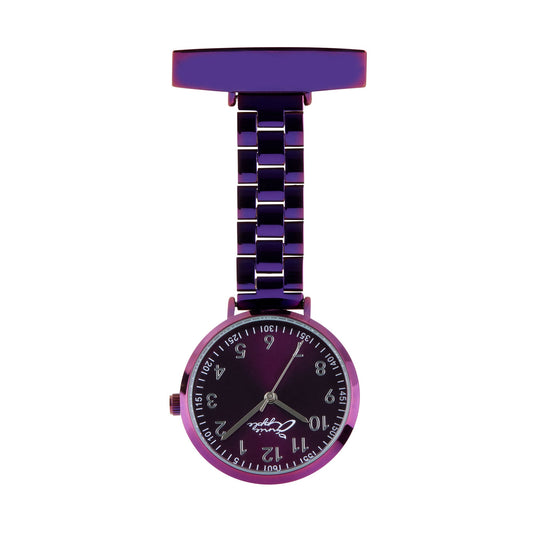 Annie Apple Nurses Fob Watch - Meraki - Silver/Purple - Link - 35mm  Annie Apple   