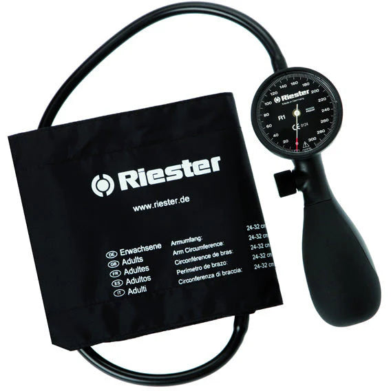 Riester r1 shock-proof Sphygmomanometer with 1 Tube Adult Cuff - Black