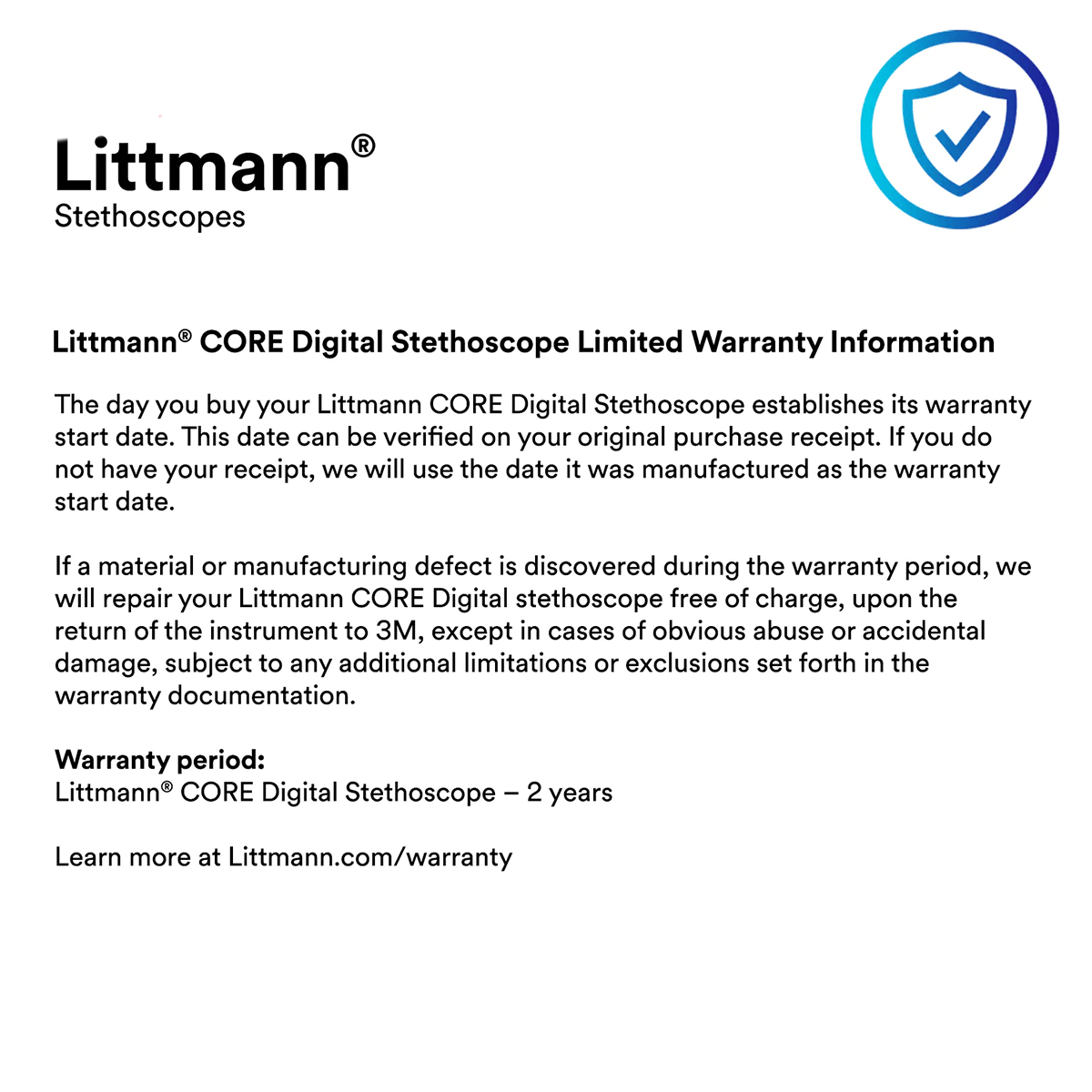 Littmann CORE Digital Stethoscope - 8890 Mirror Chestpiece & Black Stethoscopes Littmann Stethoscopes