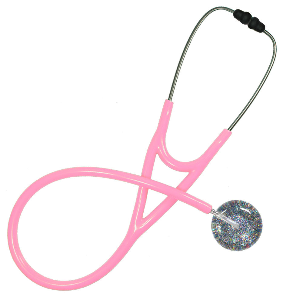 Ultrascope Adult Single Stethoscope - Multi-Glitter Stethoscopes Ultrascope Light Pink  