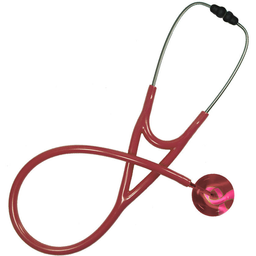 Ultrascope Adult Single Stethoscope - Pink Ribbon Stethoscopes Ultrascope Burgundy  