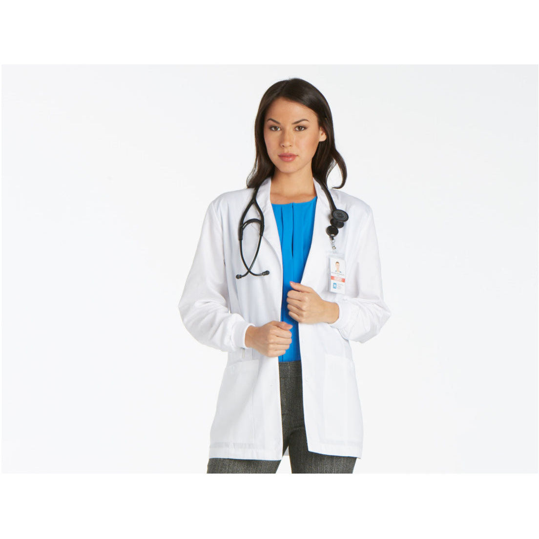Lab Coat Ruffle Lab Coat with Rib Knit Cuffs - Length: 30