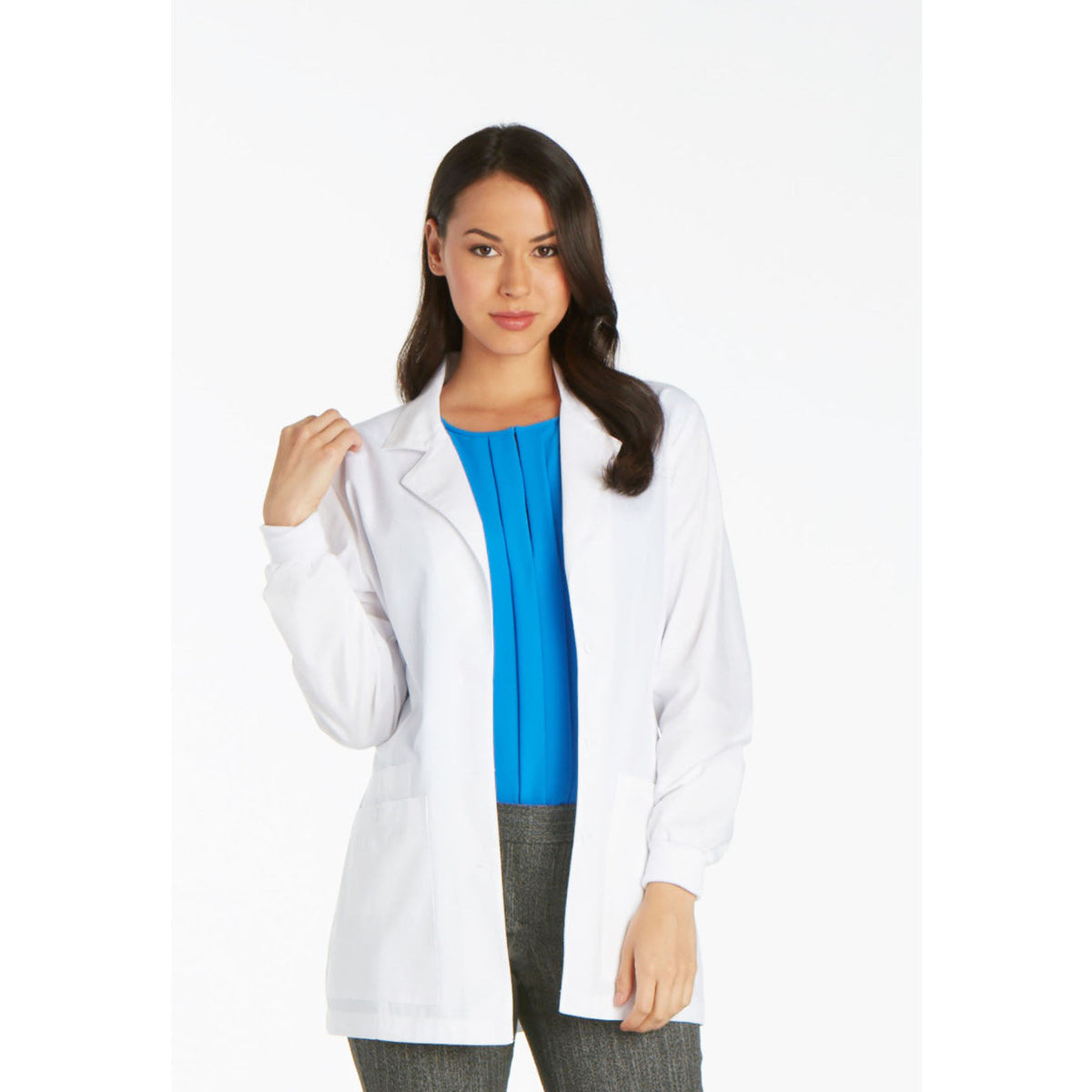 Lab Coat Ruffle Lab Coat with Rib Knit Cuffs - Length: 30