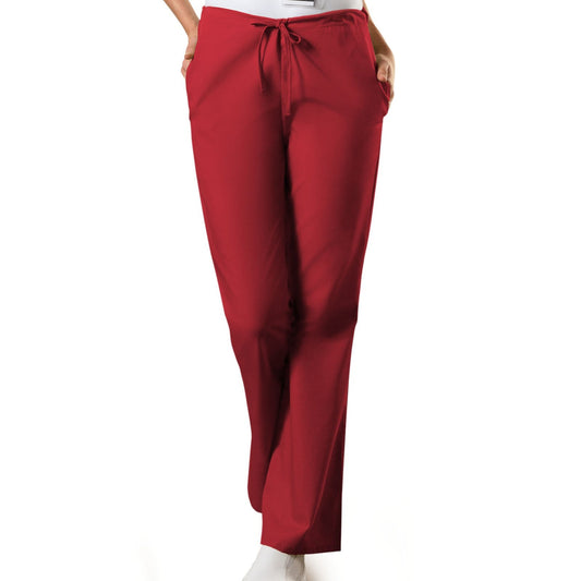 Cherokee WorkWear Women's Flare Leg Drawstring Scrub Pant - Petite Scrubs Cherokee XXS Red 