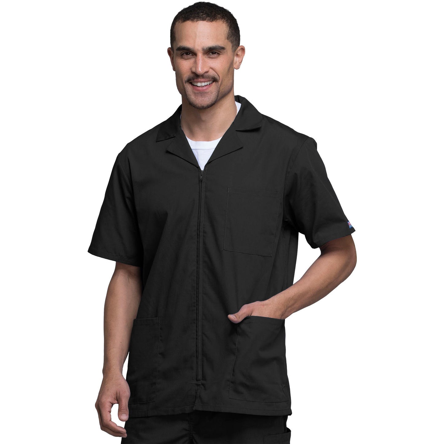 Cherokee WorkWear Men's Zip Front Scrub Jacket Scrubs Cherokee S Black 