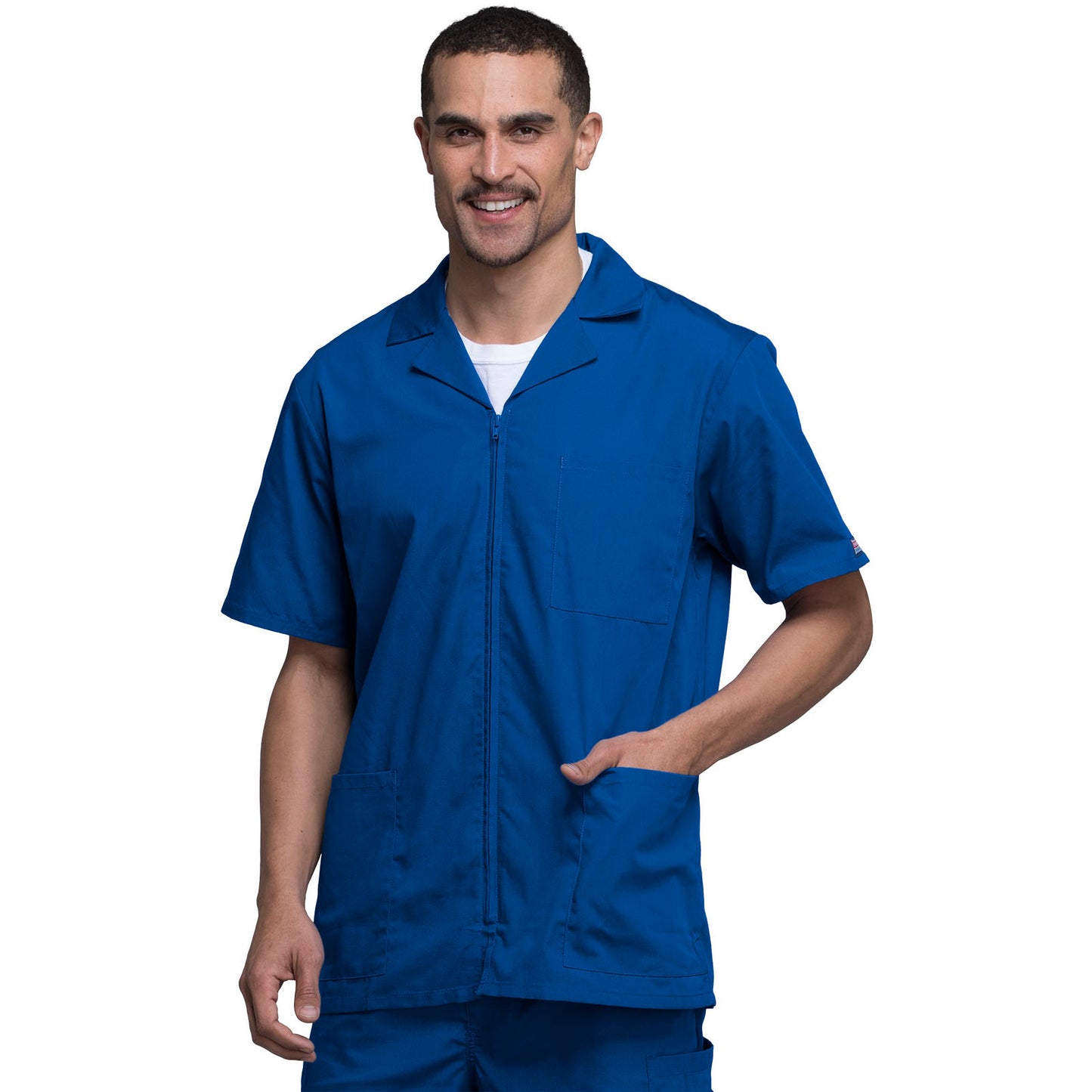 Cherokee WorkWear Men's Zip Front Scrub Jacket Scrubs Cherokee S Royal 