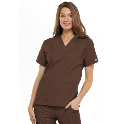 Cherokee WorkWear Women's V-Neck Tunic Scrub Top  Cherokee XS Chocolate 