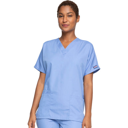 Cherokee WorkWear Women's V-Neck Tunic Scrub Top  Cherokee XS Ceil Blue 