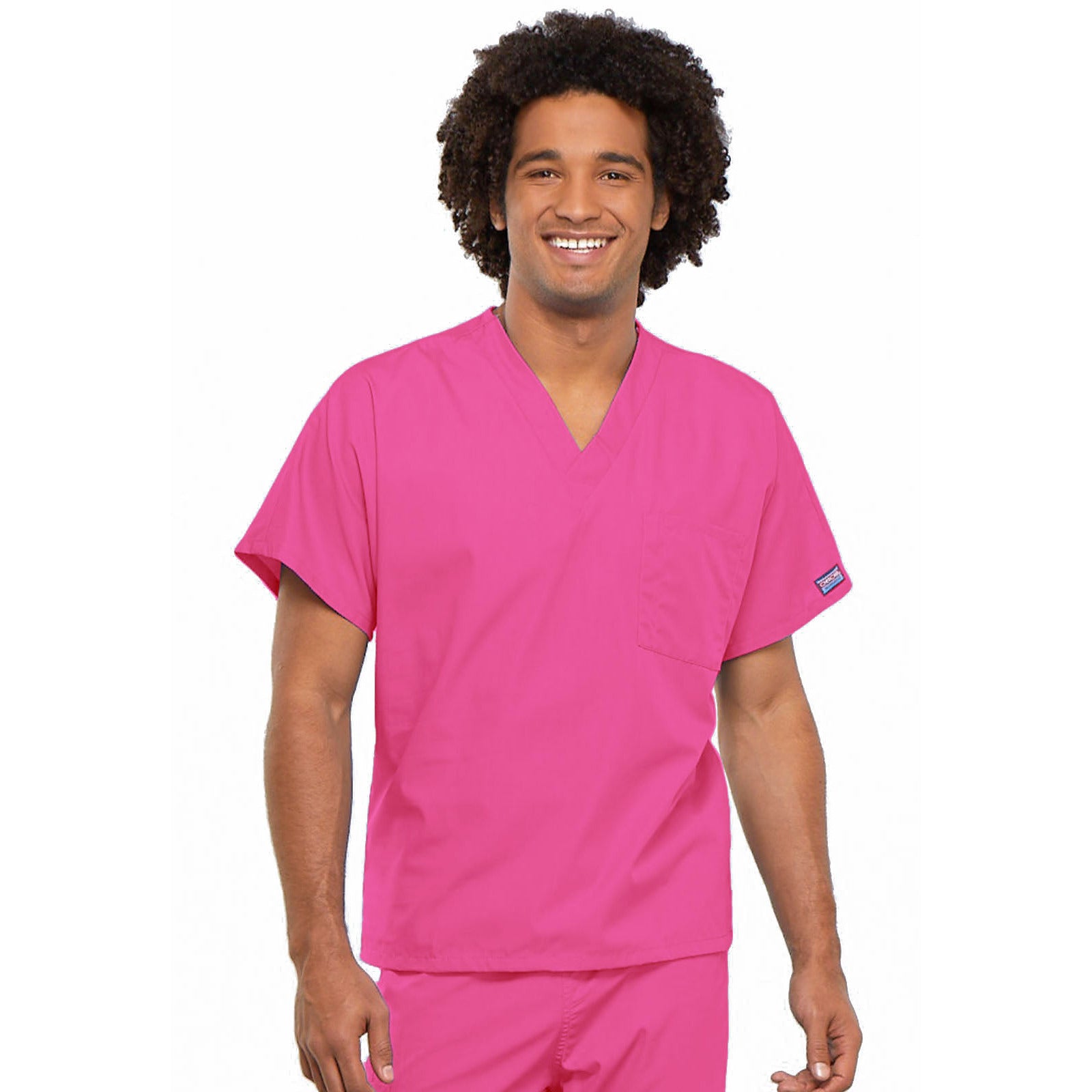 Cherokee WorkWear Unisex Tunic Scrub Top  Cherokee XS Shocking Pink 