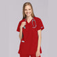 Cherokee WorkWear Women's Mock Wrap Tunic Scrub Top Scrubs Cherokee XS Red 