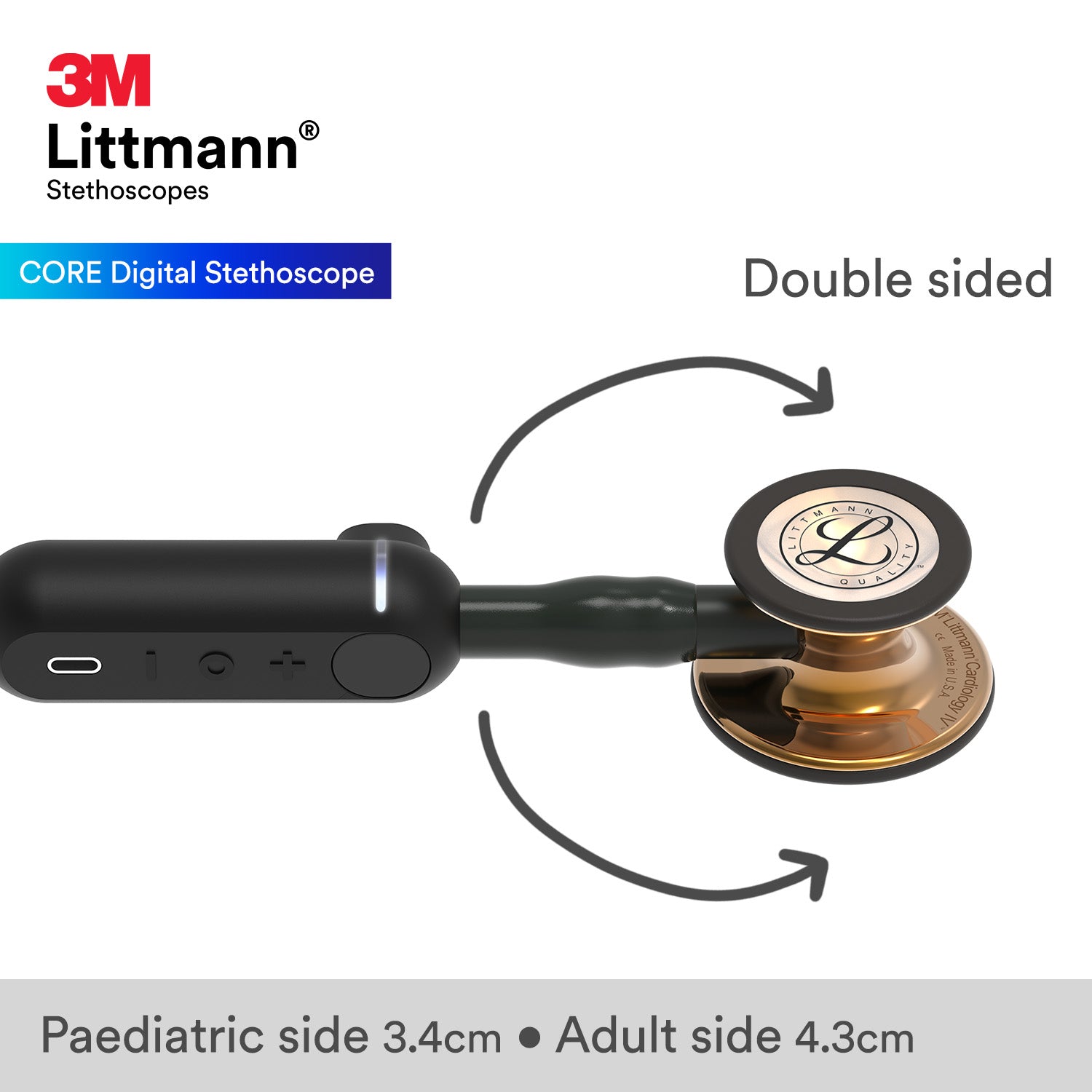 Littmann CORE Digital Stethoscope - 8870 High Polish Copper & Black Stethoscopes 3M Littmann   