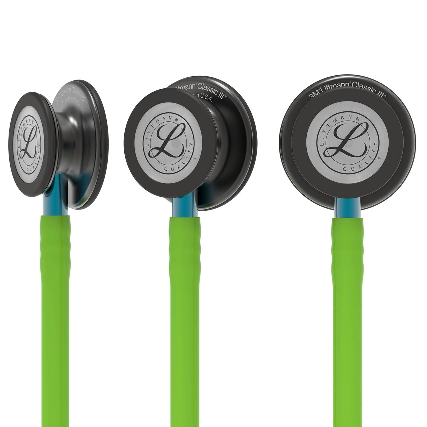 Littmann Classic III Monitoring Stethoscope: Smoke & Lime Green - Blue Stem 5875 Stethoscopes 3M Littmann   