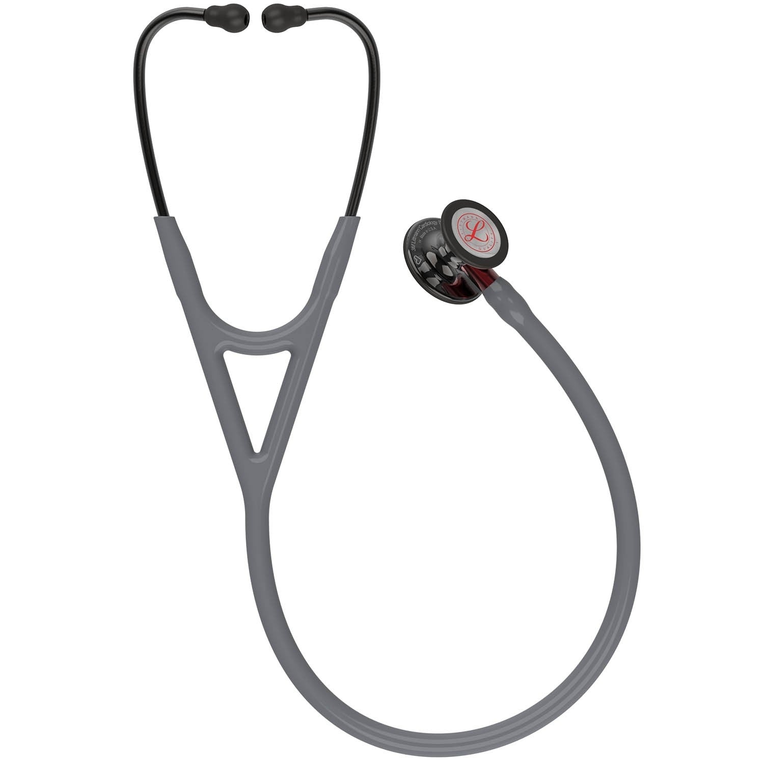 Littmann Cardiology IV Diagnostic Stethoscope: Grey & Smoke - Red Stem - Limited Edition Featuring Red Logo Diaphragm & Engraved Heart 6183 Stethoscopes 3M Littmann