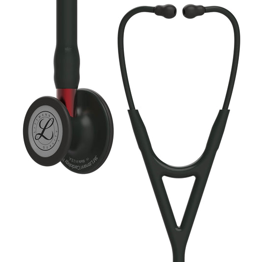 Littmann Cardiology IV Diagnostic Stethoscope: Black & Black - Red Stem 6200 Stethoscopes 3M Littmann   