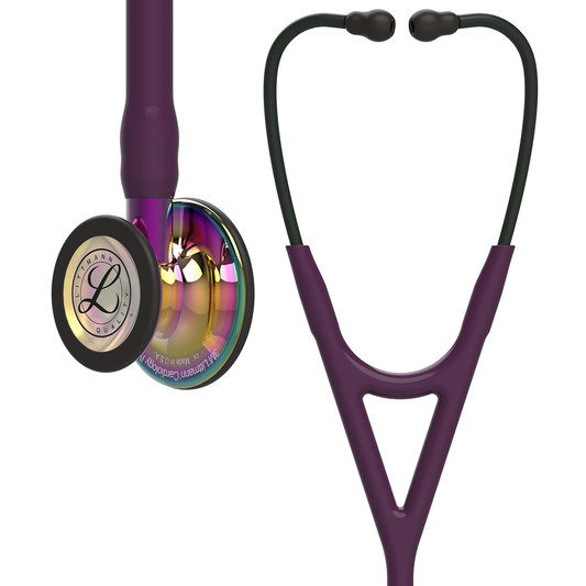 Littmann Cardiology IV Diagnostic Stethoscope: High Polish Rainbow & Plum - Violet Stem 6239 - Over Engraved 3M Littmann Stethoscopes 3M Littmann   