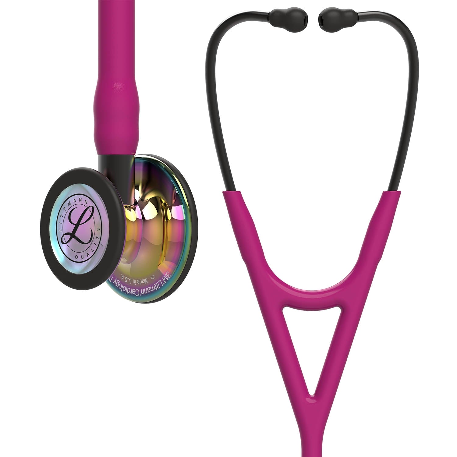 Littmann Cardiology IV Diagnostic Stethoscope: Polished Rainbow & Raspberry - Smoke Stem 6241 Stethoscopes 3M Littmann   