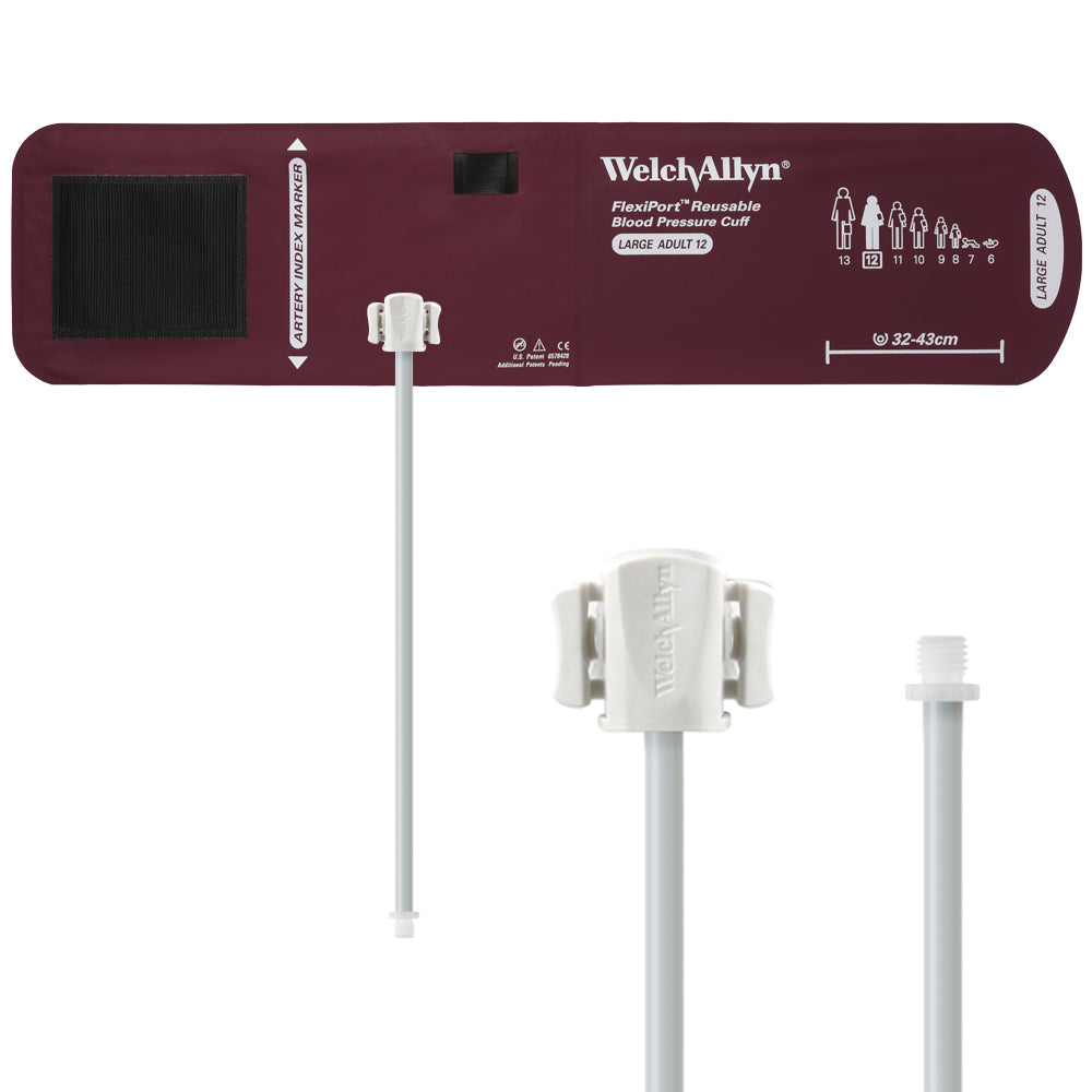 Welch Allyn FlexiPort Blood Pressure Cuff; Size-12 Large Adult, Reusable, 1-Tube Accessories Welch Allyn   