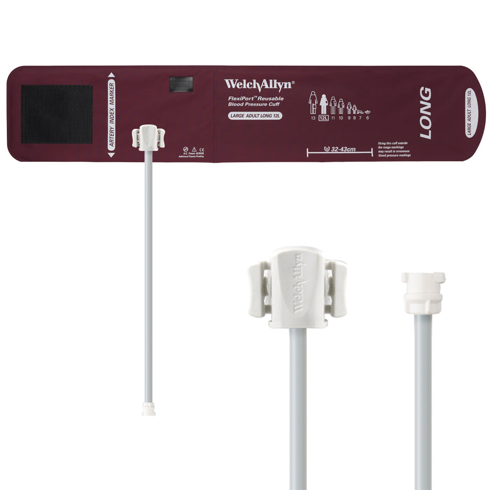 Welch Allyn FlexiPort Blood Pressure Cuff; Size-12L Large Adult Long, Reusable, 1-Tube, Female Locking (#5082-182) Connector Accessories Welch Allyn   