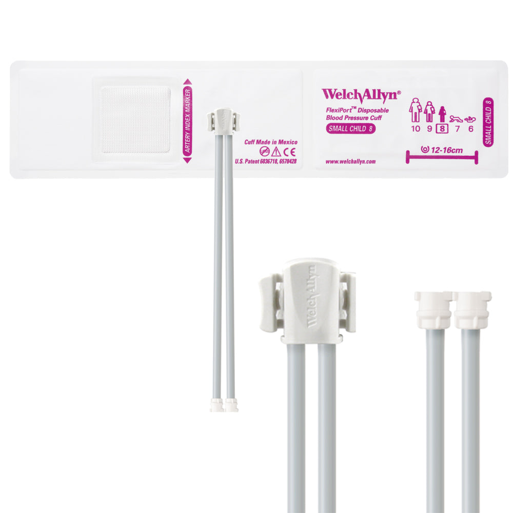 Welch Allyn FlexiPort Blood Pressure Cuff; Size-08 Small Child, Soft Disposable, 2-Tubes - Pack of 20 Accessories Welch Allyn   