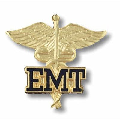 Emblem Pin-EMT on Caduceus Stethoscopes CharMED   