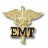 Emblem Pin-EMT on Caduceus Stethoscopes CharMED   