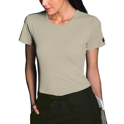 Cherokee WorkWear Women's Round Neck Short Sleeve Tee Scrubs Cherokee XS Khaki